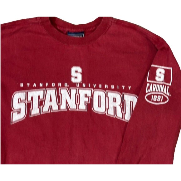 Vtg 90s Stanford University Long Sleeve Red t-shirt Medium Jansport Made In USA - Picture 2 of 9